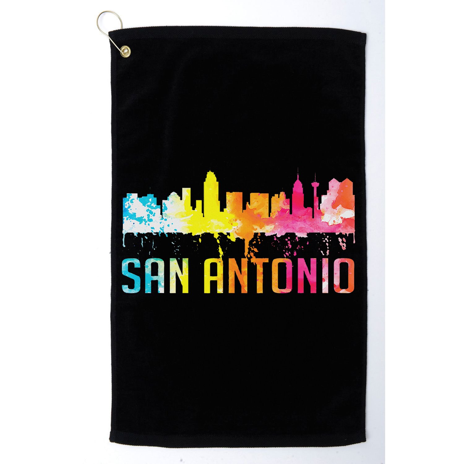 San Antonio Texas Retro Watercolor City Skyline Art Souvenir Golf Towel