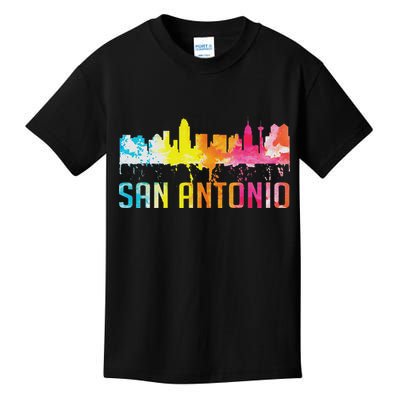 San Antonio Texas Retro Watercolor City Skyline Art Souvenir Kids T-Shirt