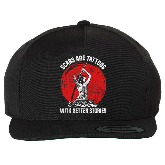 Scars Are Tattoos With Better Stories Funny Gift Wool Snapback Cap