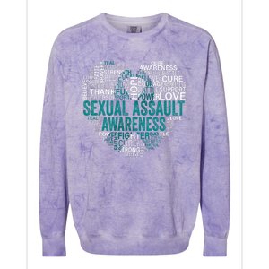 Sexual Assault Teal Ribbon Awareness Support Colorblast Crewneck Sweatshirt