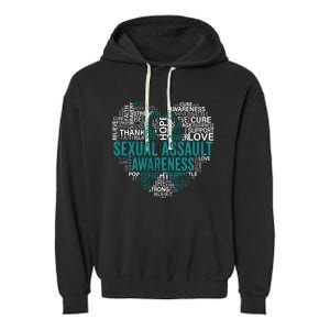 Sexual Assault Teal Ribbon Awareness Support Garment-Dyed Fleece Hoodie