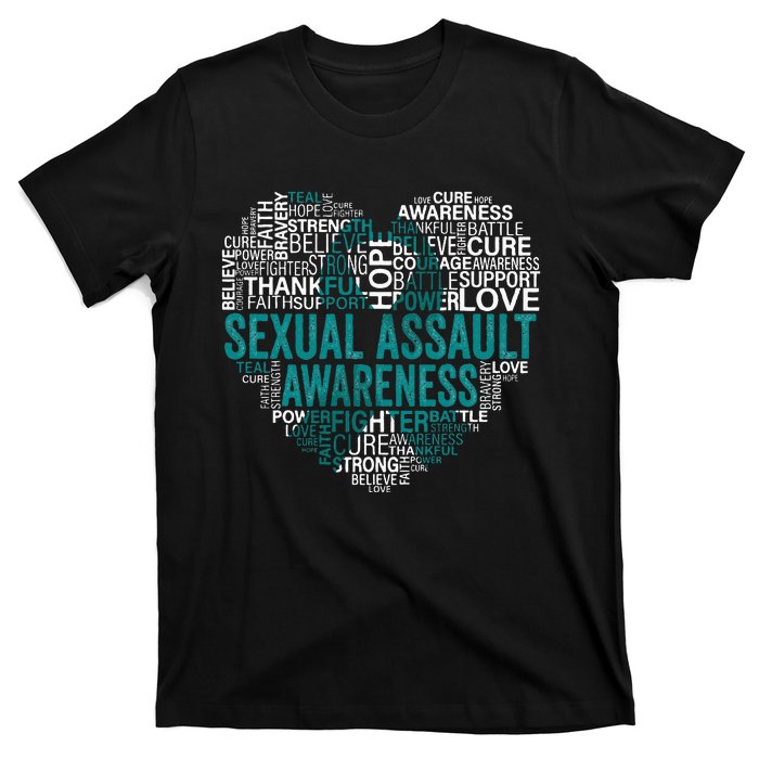 Sexual Assault Teal Ribbon Awareness Support T-Shirt