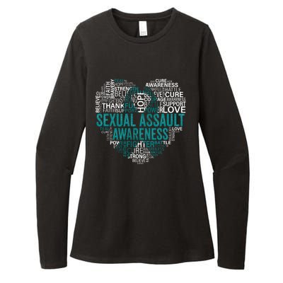 Sexual Assault Teal Ribbon Awareness Support Womens CVC Long Sleeve Shirt