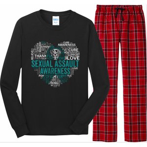 Sexual Assault Teal Ribbon Awareness Support Long Sleeve Pajama Set