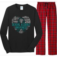 Sexual Assault Teal Ribbon Awareness Support Long Sleeve Pajama Set