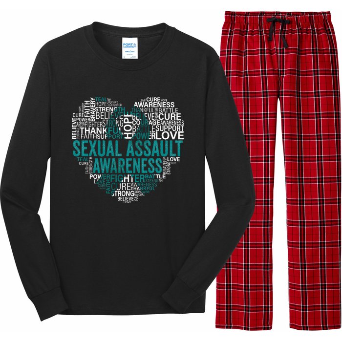 Sexual Assault Teal Ribbon Awareness Support Long Sleeve Pajama Set