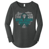 Sexual Assault Teal Ribbon Awareness Support Women's Perfect Tri Tunic Long Sleeve Shirt