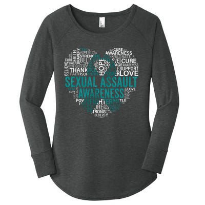 Sexual Assault Teal Ribbon Awareness Support Women's Perfect Tri Tunic Long Sleeve Shirt