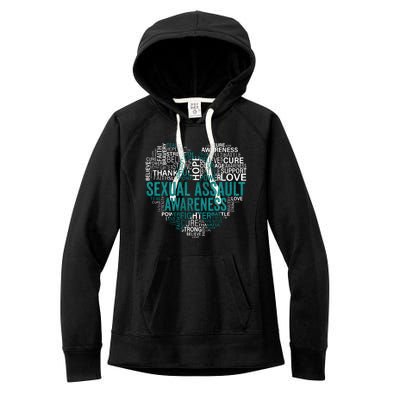 Sexual Assault Teal Ribbon Awareness Support Women's Fleece Hoodie