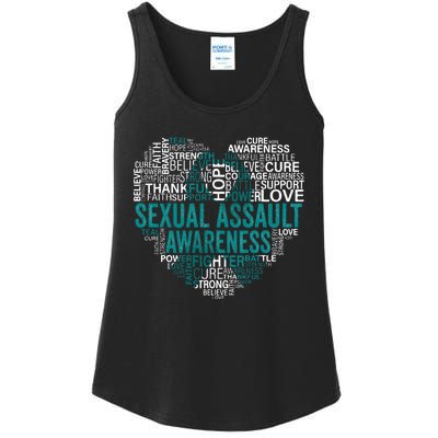 Sexual Assault Teal Ribbon Awareness Support Ladies Essential Tank