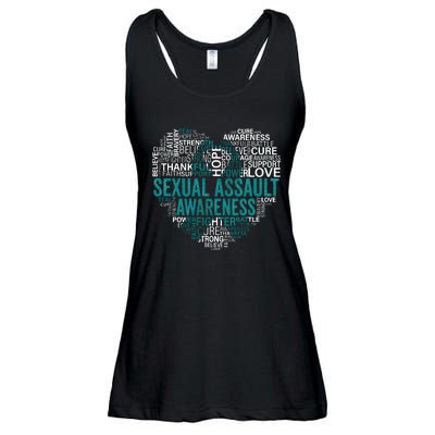 Sexual Assault Teal Ribbon Awareness Support Ladies Essential Flowy Tank