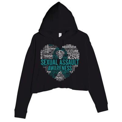 Sexual Assault Teal Ribbon Awareness Support Crop Fleece Hoodie