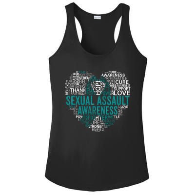 Sexual Assault Teal Ribbon Awareness Support Ladies PosiCharge Competitor Racerback Tank