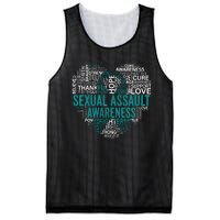 Sexual Assault Teal Ribbon Awareness Support Mesh Reversible Basketball Jersey Tank