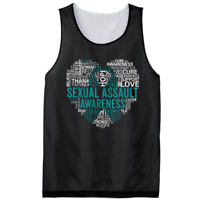 Sexual Assault Teal Ribbon Awareness Support Mesh Reversible Basketball Jersey Tank