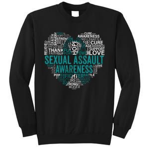 Sexual Assault Teal Ribbon Awareness Support Tall Sweatshirt