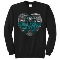 Sexual Assault Teal Ribbon Awareness Support Tall Sweatshirt