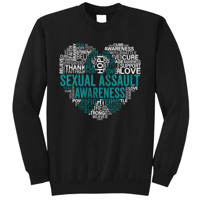 Sexual Assault Teal Ribbon Awareness Support Tall Sweatshirt