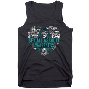 Sexual Assault Teal Ribbon Awareness Support Tank Top