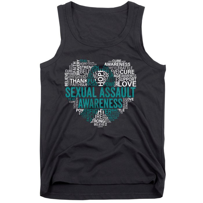 Sexual Assault Teal Ribbon Awareness Support Tank Top