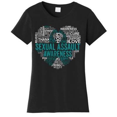 Sexual Assault Teal Ribbon Awareness Support Women's T-Shirt