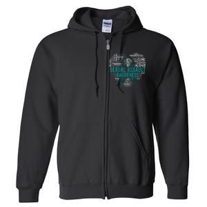 Sexual Assault Teal Ribbon Awareness Support Full Zip Hoodie