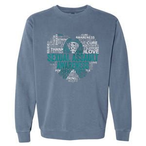 Sexual Assault Teal Ribbon Awareness Support Garment-Dyed Sweatshirt