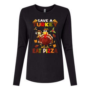 Save A Turkey Eat A Pizza Funny Thanksgiving Costume Womens Cotton Relaxed Long Sleeve T-Shirt