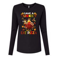 Save A Turkey Eat A Pizza Funny Thanksgiving Costume Womens Cotton Relaxed Long Sleeve T-Shirt