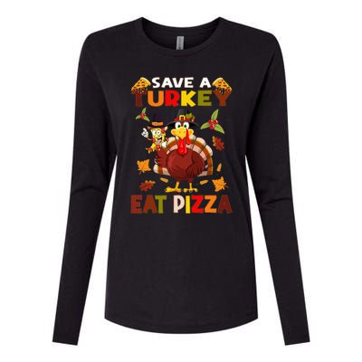 Save A Turkey Eat A Pizza Funny Thanksgiving Costume Womens Cotton Relaxed Long Sleeve T-Shirt