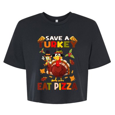 Save A Turkey Eat A Pizza Funny Thanksgiving Costume Bella+Canvas Jersey Crop Tee