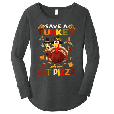 Save A Turkey Eat A Pizza Funny Thanksgiving Costume Women's Perfect Tri Tunic Long Sleeve Shirt