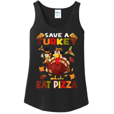 Save A Turkey Eat A Pizza Funny Thanksgiving Costume Ladies Essential Tank