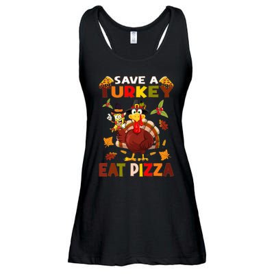 Save A Turkey Eat A Pizza Funny Thanksgiving Costume Ladies Essential Flowy Tank