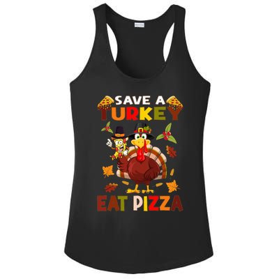 Save A Turkey Eat A Pizza Funny Thanksgiving Costume Ladies PosiCharge Competitor Racerback Tank