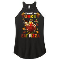 Save A Turkey Eat A Pizza Funny Thanksgiving Costume Women's Perfect Tri Rocker Tank