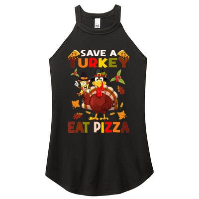 Save A Turkey Eat A Pizza Funny Thanksgiving Costume Women's Perfect Tri Rocker Tank