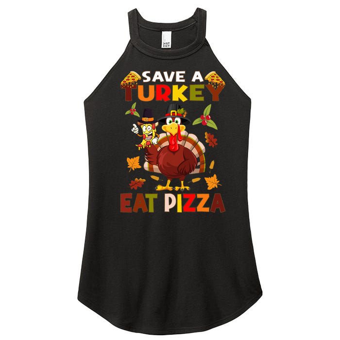 Save A Turkey Eat A Pizza Funny Thanksgiving Costume Women's Perfect Tri Rocker Tank