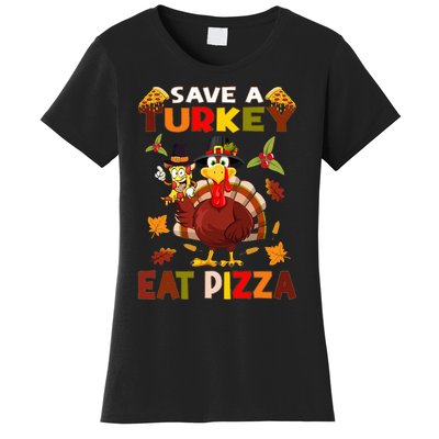 Save A Turkey Eat A Pizza Funny Thanksgiving Costume Women's T-Shirt