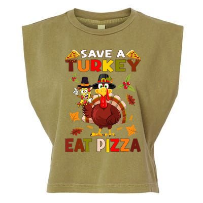 Save A Turkey Eat A Pizza Funny Thanksgiving Costume Garment-Dyed Women's Muscle Tee