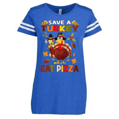 Save A Turkey Eat A Pizza Funny Thanksgiving Costume Enza Ladies Jersey Football T-Shirt