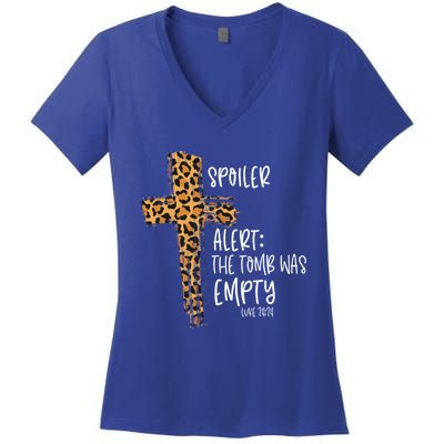 Spoiler Alert Tomb Was Empty Easter Religious Christian Gift Cute Gift Women's V-Neck T-Shirt