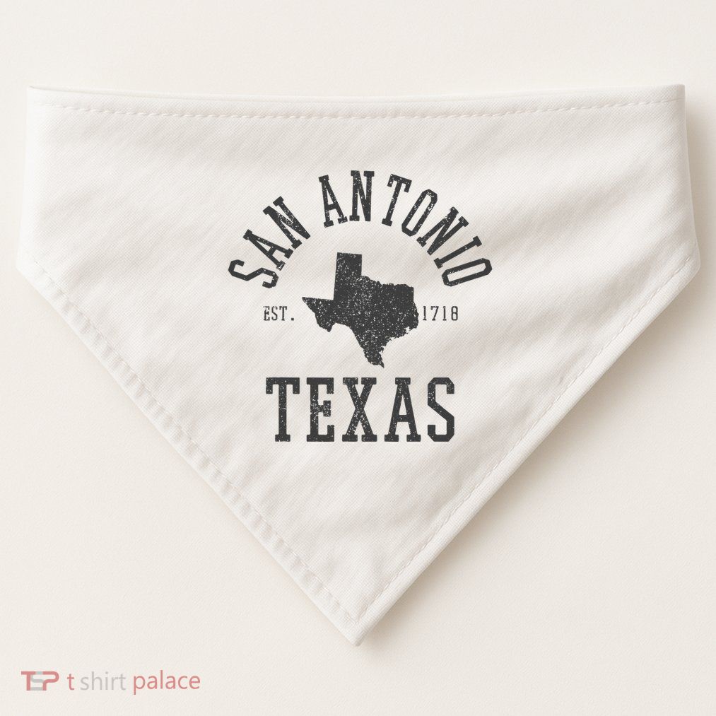 San Antonio Texas State Map Est. 1718 Souvenir Texan Pride USA-Made Doggie Bandana