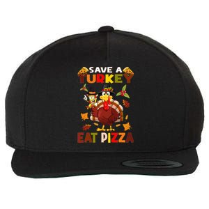 Save a turkey eat a pizza Thanksgiving  Wool Snapback Cap