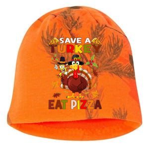 Save a turkey eat a pizza Thanksgiving  Kati - Camo Knit Beanie