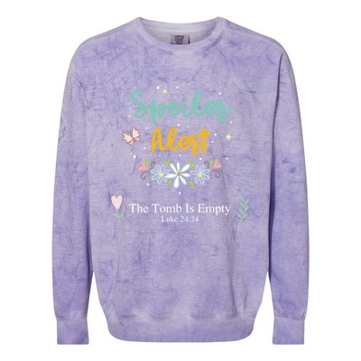 Spoiler Alert The Tomb Is Empty Luke 24:24 Great Gift Colorblast Crewneck Sweatshirt