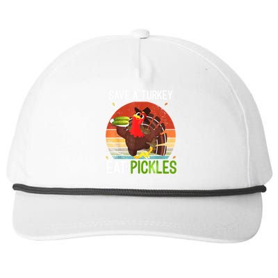 Save A Turkey Eat A Pickles Funny Thanksgiving Costume Snapback Five-Panel Rope Hat