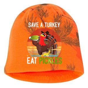 Save A Turkey Eat A Pickles Funny Thanksgiving Costume Kati - Camo Knit Beanie