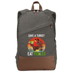 Save A Turkey Eat A Pickles Funny Thanksgiving Costume Cotton Canvas Backpack