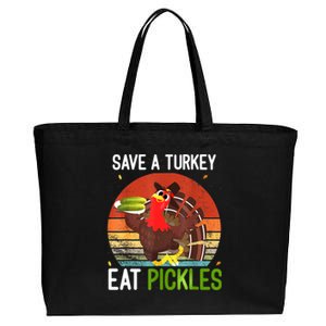 Save A Turkey Eat A Pickles Funny Thanksgiving Costume Cotton Canvas Jumbo Tote